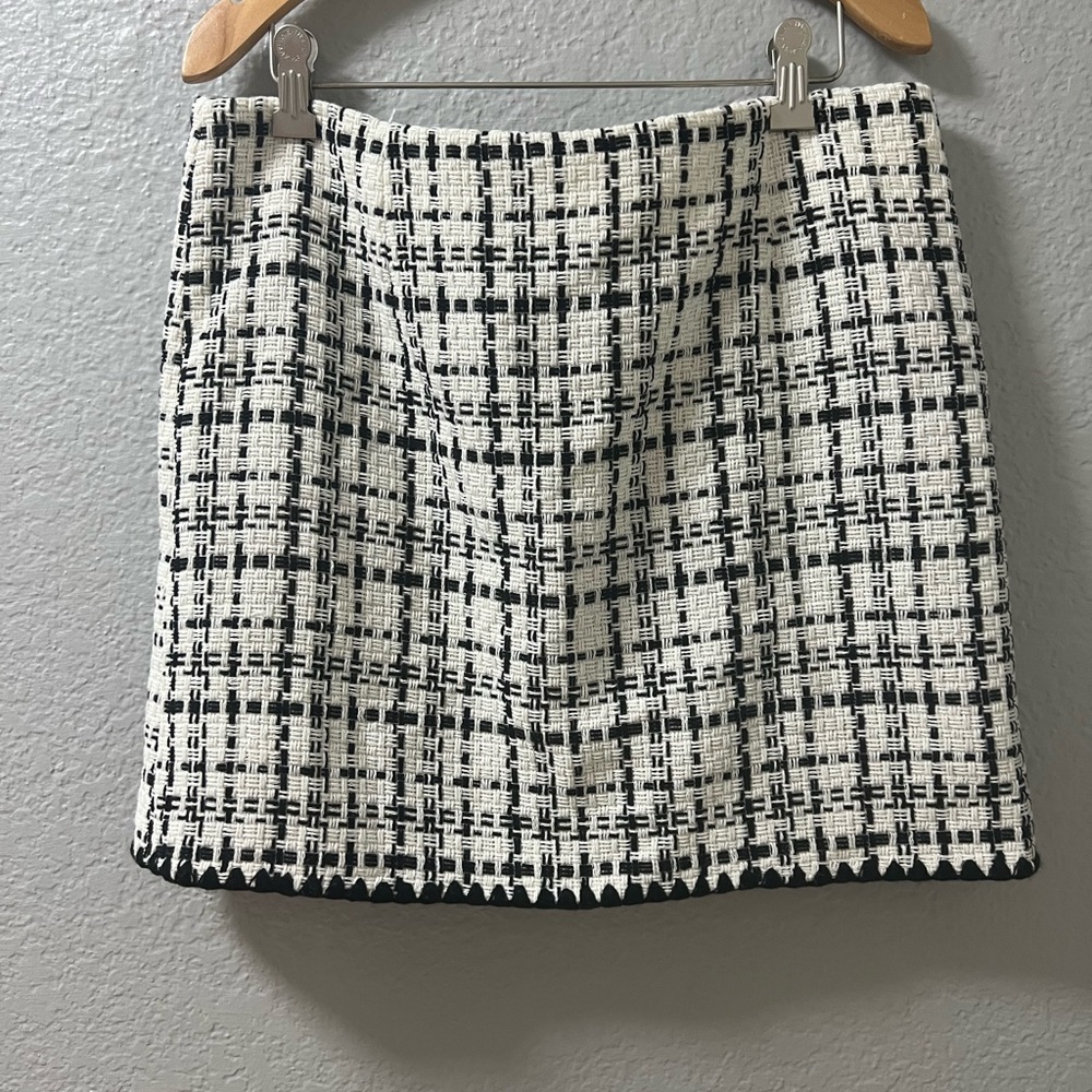 Laundry By Shelli Segal Black and White Plaid Mini Skirt